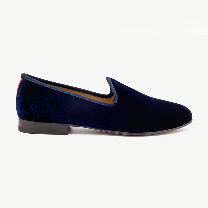 Men's Navy Velvet Slipper II by Del Toro Shoes