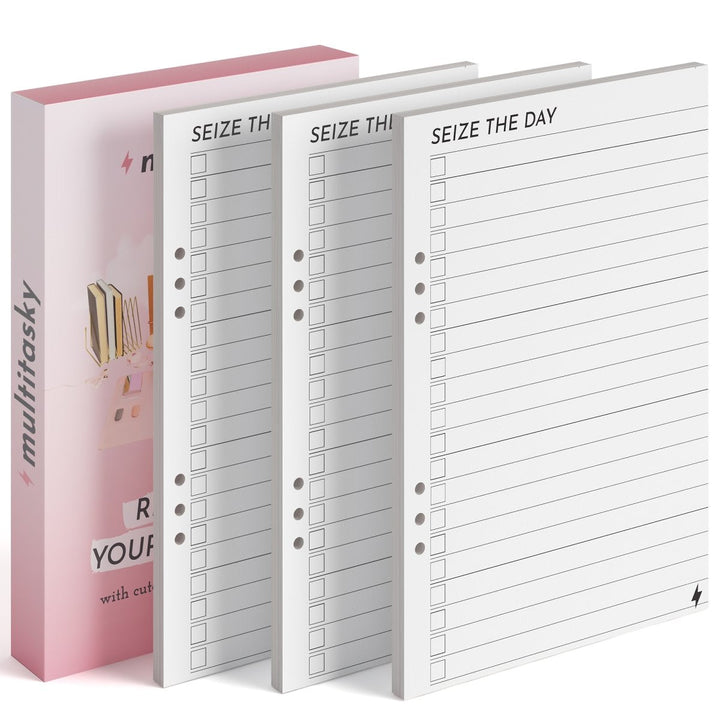 A5/A6 Notebook Paper Refill 3-Pack: Line, Dot, Grid, To-Do / Sticky Note Ruler Insert by Multitasky