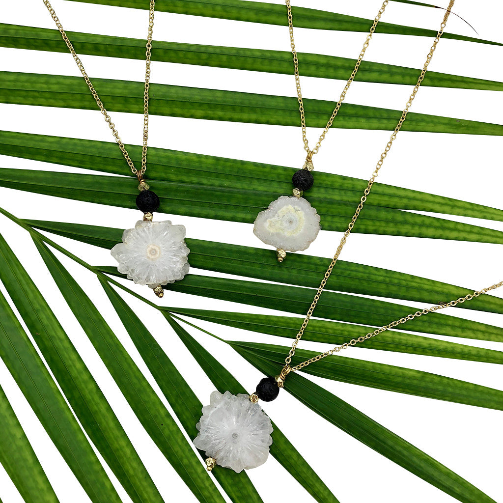 Solar Quartz Lava Necklace by SLATE + SALT