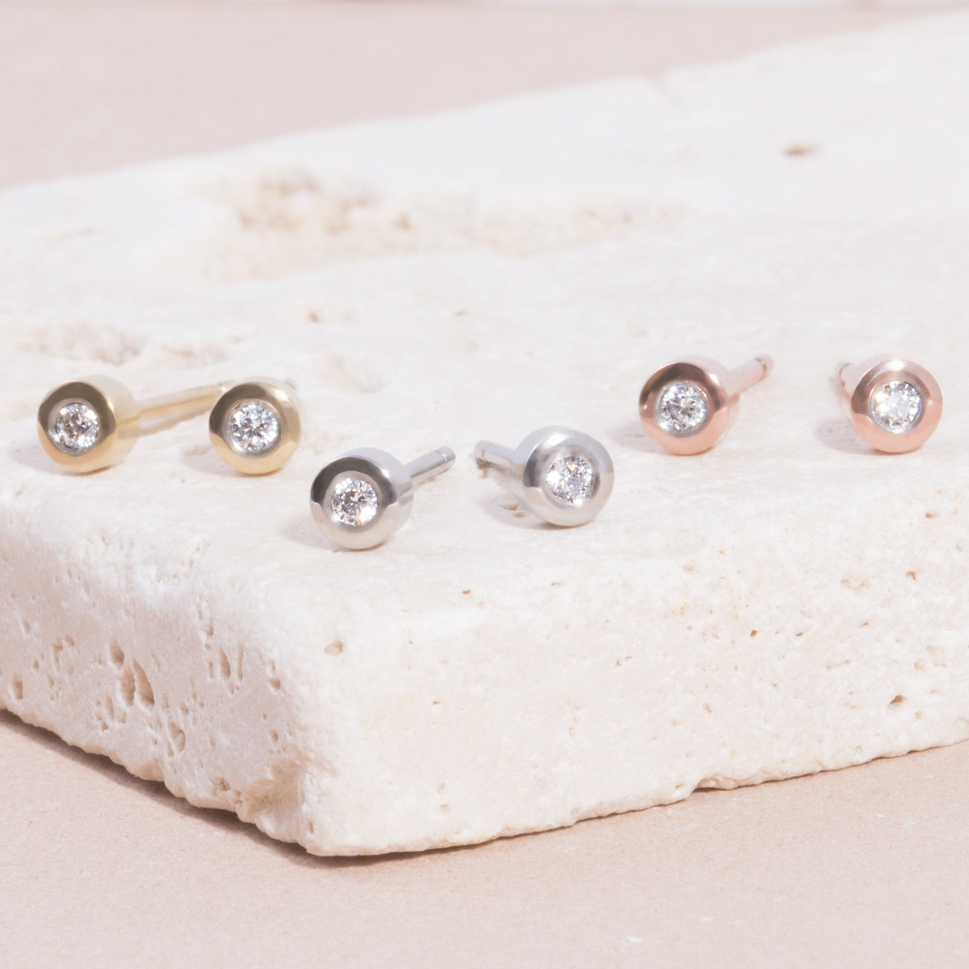 Stainless 3mm round stone stud earrings by Mia Bijoux