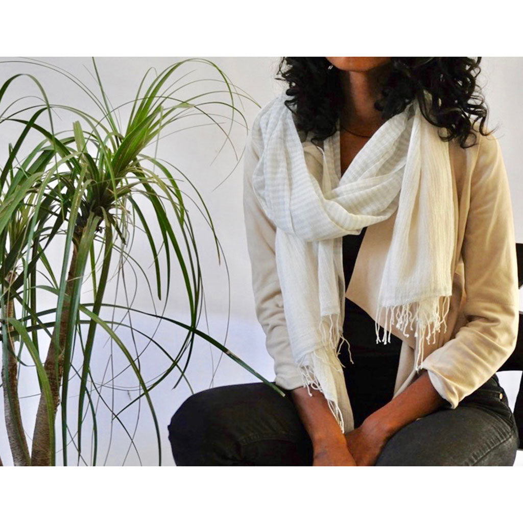 Airy Cotton Stripe Scarf by SLATE + SALT